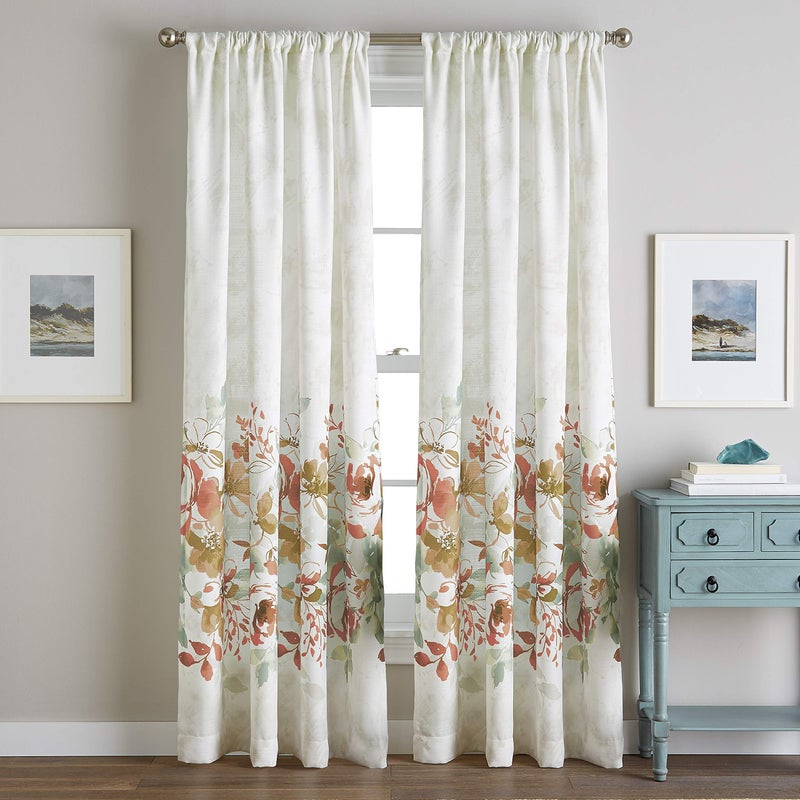 CHF Watercolor Floral Curtain Panel, 84", Spice - Image 5